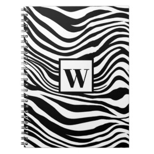 Trendy Black White Zebra print met afbeelding mono Notitieboek