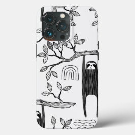 Trendy BLack Witte Moderne Luiaard Stoere Hoesje