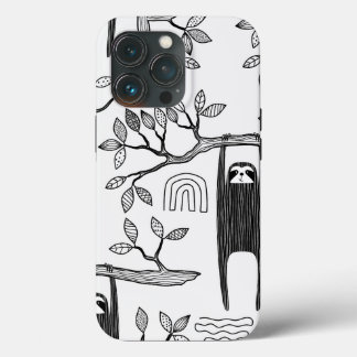 Trendy BLack Witte Moderne Luiaard Stoere Hoesje