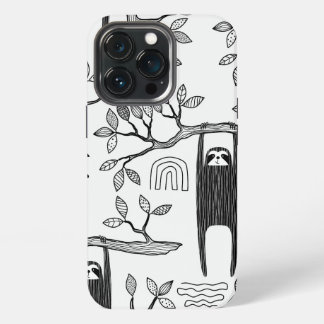 Trendy BLack Witte Moderne Luiaard Stoere Hoesje iPhone 13 Pro Hoesje