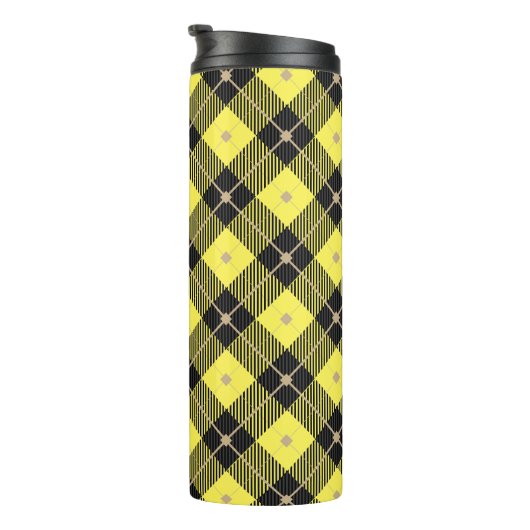 Trendy Black Yellow Pset Pattern Thermosbeker (Geroteerd rechts)