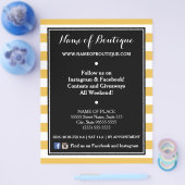 Trendy Black Yellow Stripes Boutique Events Flyer (Enkel)