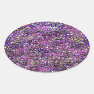 Trendy Blau Roze Goud Glitters Lege Sjabloon Ovale Sticker