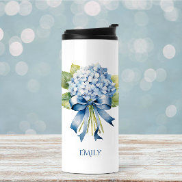 Trendy Blauw Bloemen Bruidsmeisje Voorstel Thermosbeker