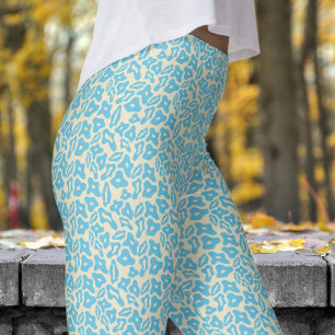Trendy blauw en korenbloem patroon leggings
