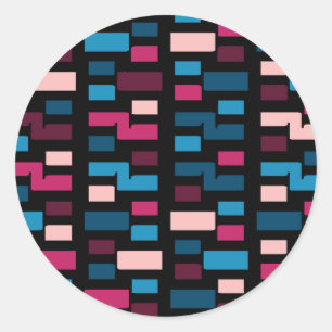 Trendy Blauw En Roze City Night Cool Home Pattern Ronde Sticker