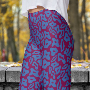 Trendy blauw en wijnpatroon leggings