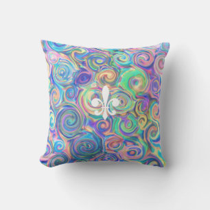 Trendy blauw Fleur-De-Lis ontwerp Kussen