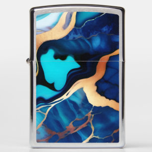 Trendy Blauw geel Goud faux marmer