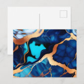 Trendy Blauw geel Goud faux marmer Briefkaart (Voorkant / Achterkant)