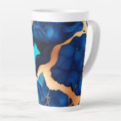 Trendy Blauw geel Goud faux marmer Latte Mok (Rechterhoek)