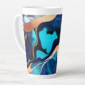 Trendy Blauw geel Goud faux marmer Latte Mok (Linkerhoek)