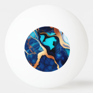 Trendy Blauw geel Goud faux marmer Pingpongballen