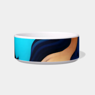 Trendy Blauw geel Goud faux marmer Voerbakje