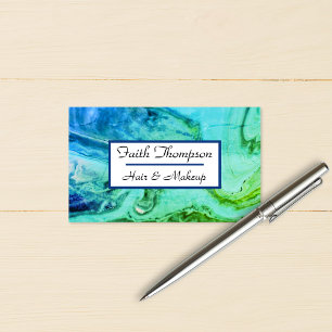 Trendy Blauw Groen Marmeren Haar Stylist Visitekaartje