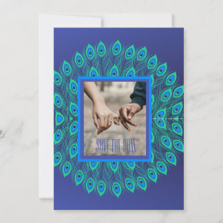 TRENDY BLAUW GROEN PAUW VOGEL VEER GEPATROON KAART