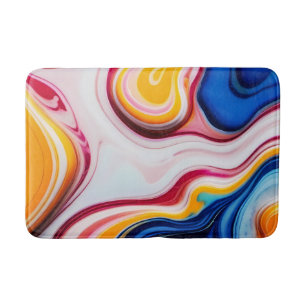 Trendy Blauw Roze geel wit faux marmer Badmat