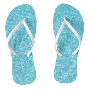 Trendy Blauw Water Wit Slanke Bandjes Template Vol Teenslippers