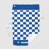 Trendy blauw wit geruit patroon & sterren op maat golfhanddoek (Insitu)