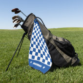 Trendy blauw wit geruit patroon & sterren op maat golfhanddoek (Groen)