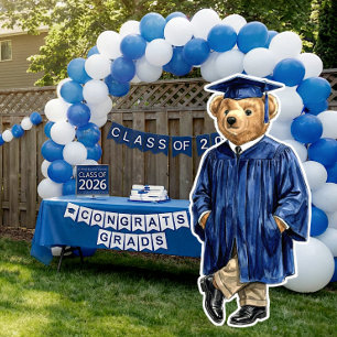 Trendy Blauwe Beer Printbare Diploma Party Decorat Poster