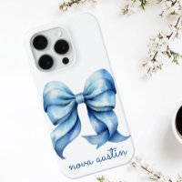 Trendy blauwe boog gepersonaliseerd met naam monog