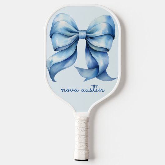 Trendy blauwe boog gepersonaliseerd met naam monog pickleball paddle (Achterkant)