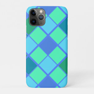 Trendy Blauwe en Groene Diamant Patroon iPhone 11 Pro Hoesje