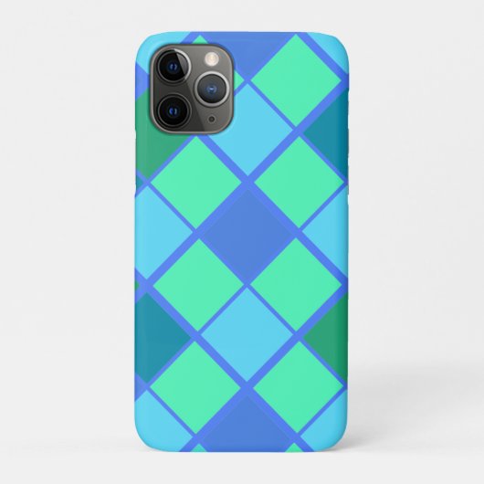 Trendy Blauwe en Groene Diamant Patroon Case-Mate iPhone Case (Achterkant)