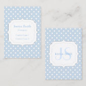 Trendy blauwe en witte polka stip monogram visitekaartje (Voorkant / Achterkant)