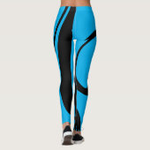 Trendy blauwe en zwarte workout leggings (Achterkant)