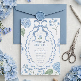 Trendy Blauwe Hortensia Bruidsdouche Kaart