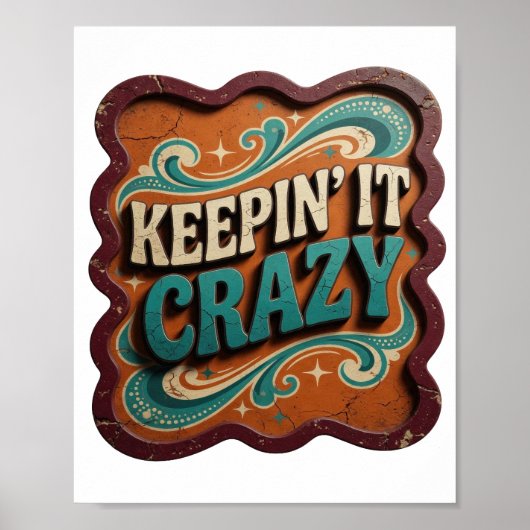 Trendy Blauwe KEEPIN' IT CRAZY Print (Voorkant)