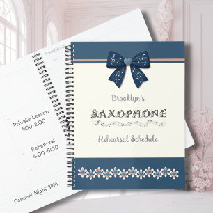 Trendy Blauwe Kokette Strik Saxofoon Muziek Planne Planner