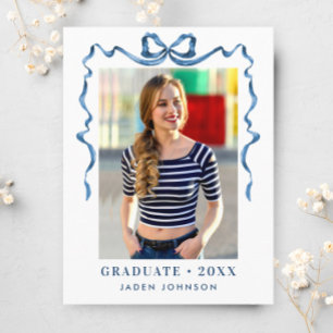 Trendy Blauwe Strik Lint FOTO Afstudeerfeest Briefkaart