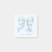 Trendy Blauwe Strik Met Naam Monogram Personalized Post-it® Notes (Voorkant)