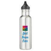 Trendy Blauwe Typografie Top Sjabloon Beste Nana O Waterfles (Rechts)