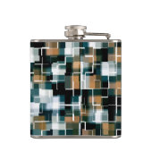 Trendy Blauwgroen Bruin Witte Pset Heupfles (Achterkant)