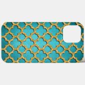 Trendy Blauwgroen Faux Shiny Gold Glitter Mosaic A Case-Mate iPhone Case (Achterkant (horizontaal))