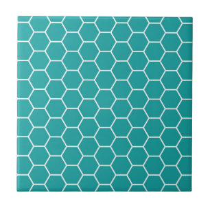 Trendy Blauwgroen Geometric Honeycomb Hexagon Patt Tegeltje