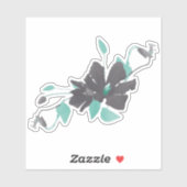 Trendy Blauwgroen grijze Waterverf bloeiende wijns Sticker (Vel)