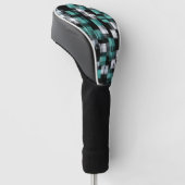 Trendy Blauwgroen Groen Blauw Wit Abstract Plays Golfheadcover (Schuin)
