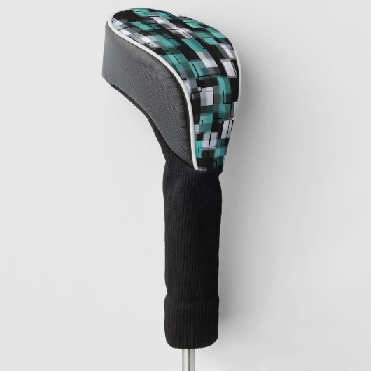Trendy Blauwgroen Groen Blauw Wit Abstract Plays Golfheadcover (Schuin)