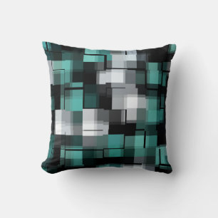 Trendy Blauwgroen Groen Blauw Wit Abstract Plays Kussen