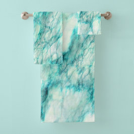 Trendy Blauwgroen Marble Pattern Bad Handdoek