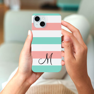 Trendy Blauwgroen Monogram Moderne Smartphone