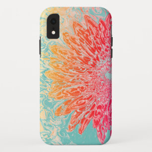 Trendy blauwgroen sinaasappel en rode waterverf Da iPhone XR Hoesje