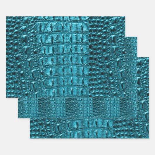 trendy blauwgroen turquoise aqua blue alligator pr inpakpapier vel (Set)