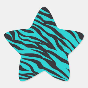 Trendy Blauwgroen Turquoise Black Zebra Stripes Ster Sticker