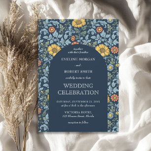 Trendy bloemen Art Nouveau William Morris bruiloft Kaart
